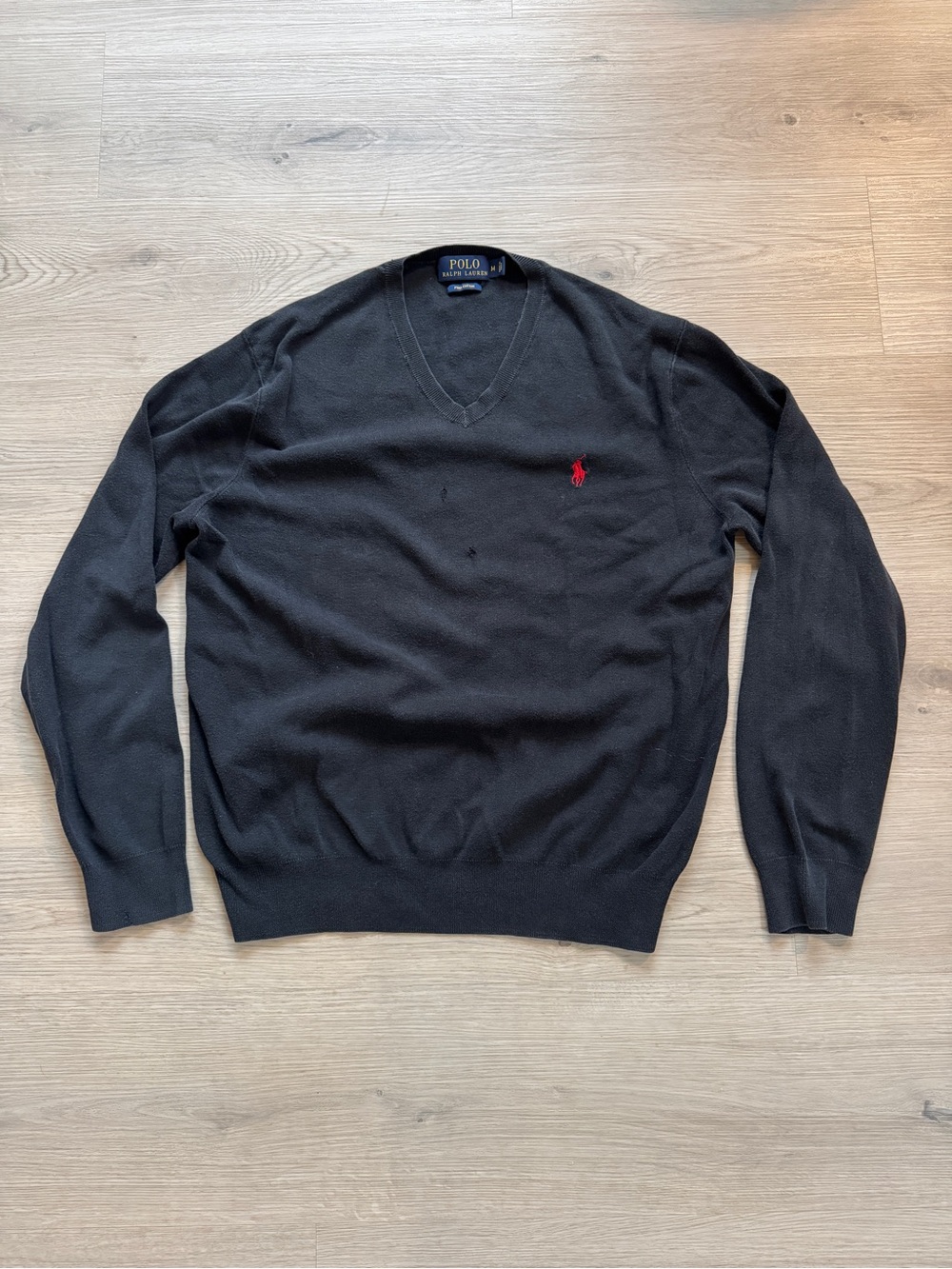 Polo Ralph Lauren Black Pima Cotton V-Neck Sweater Men’s Medium